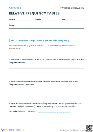 Essential Relative Frequency Worksheet | Grade 8 Math