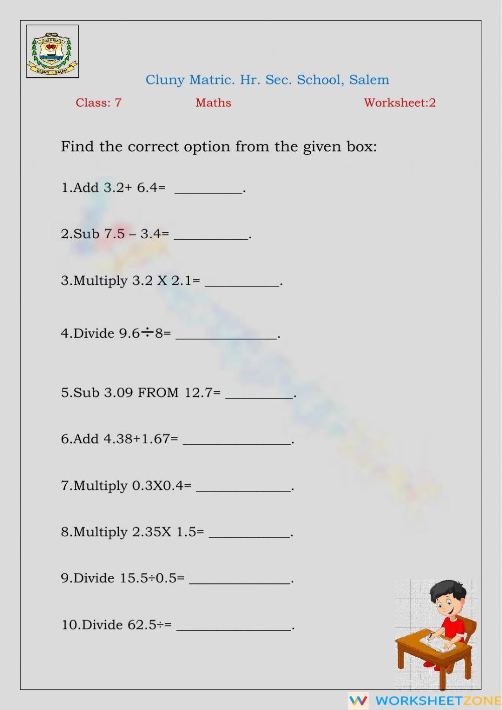 class 7 maths chapter 7 worksheet 2