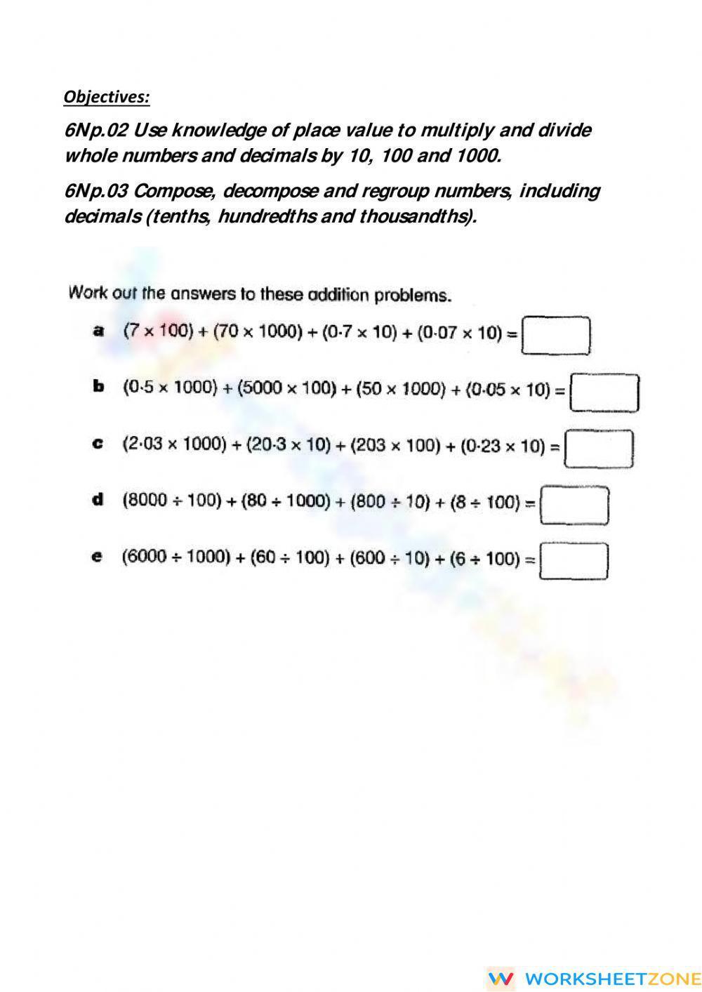 Compose And Decompose Numbers Worksheet