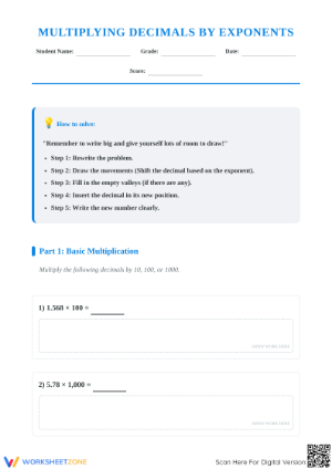 Multiplying Decimals by Exponents | Grade 5 Math Essential Worksheets