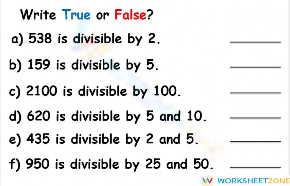 Divisibility Rule Worksheet Zone