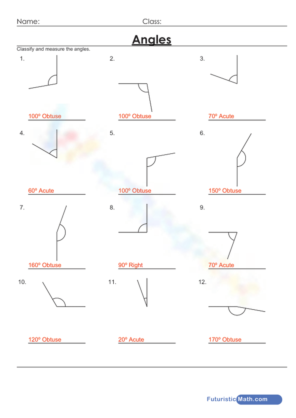 geometry angles worksheets