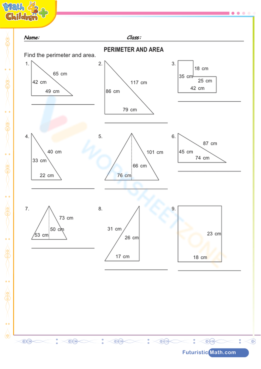 Perimeter And Areas Mixed Shapes Worksheet 2768