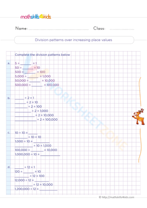Grade 5 Division Patterns — Printable No-Prep Worksheet