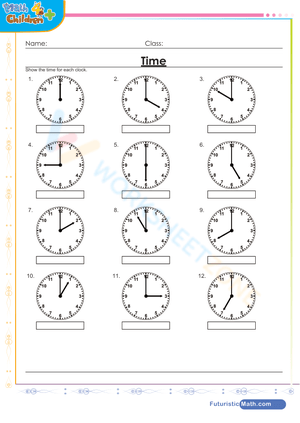 Grade 1 Time — Printable No-Prep Worksheet
