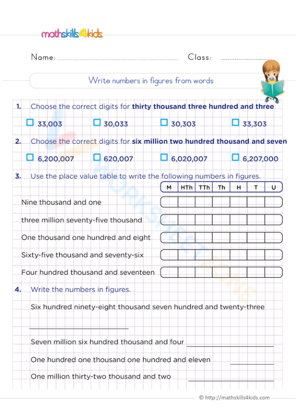 Write Numbers From Words In Figures Worksheet