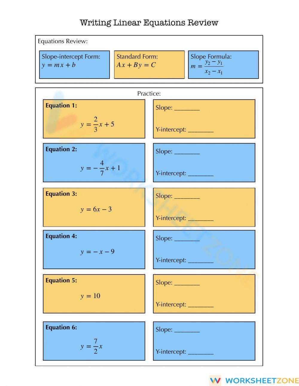 homework 8 writing linear equations review