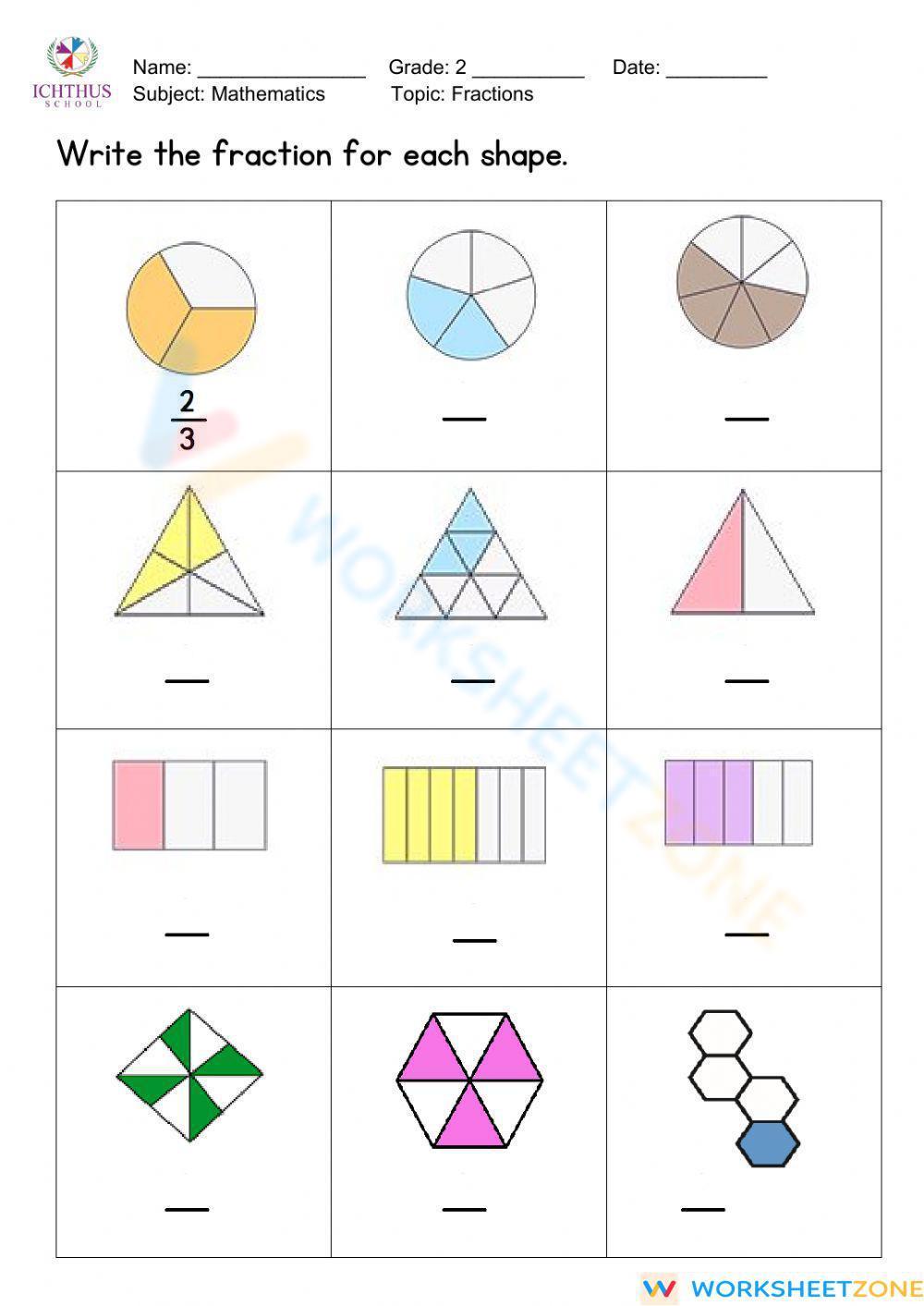 G2 Identify Fractions Worksheet 5948