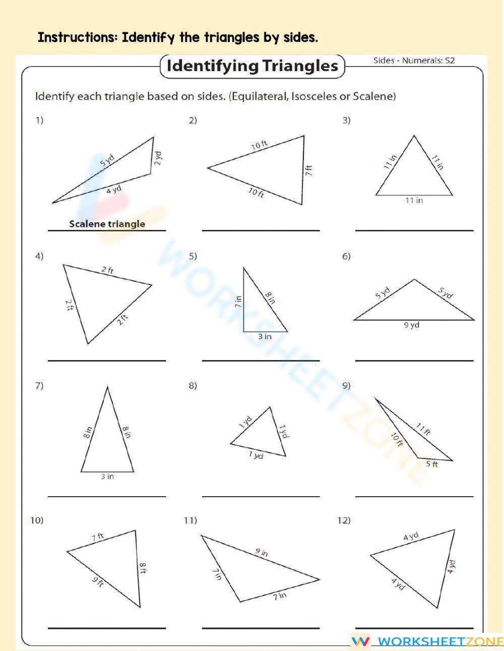 Triangles By Sides And Angles Worksheet 4959