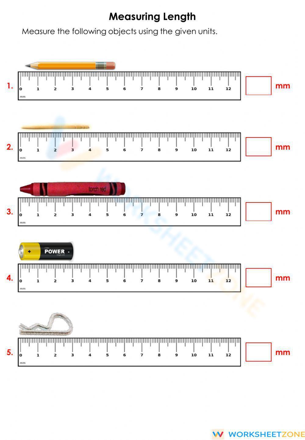 Measuring Length In Mm And Cm Worksheet