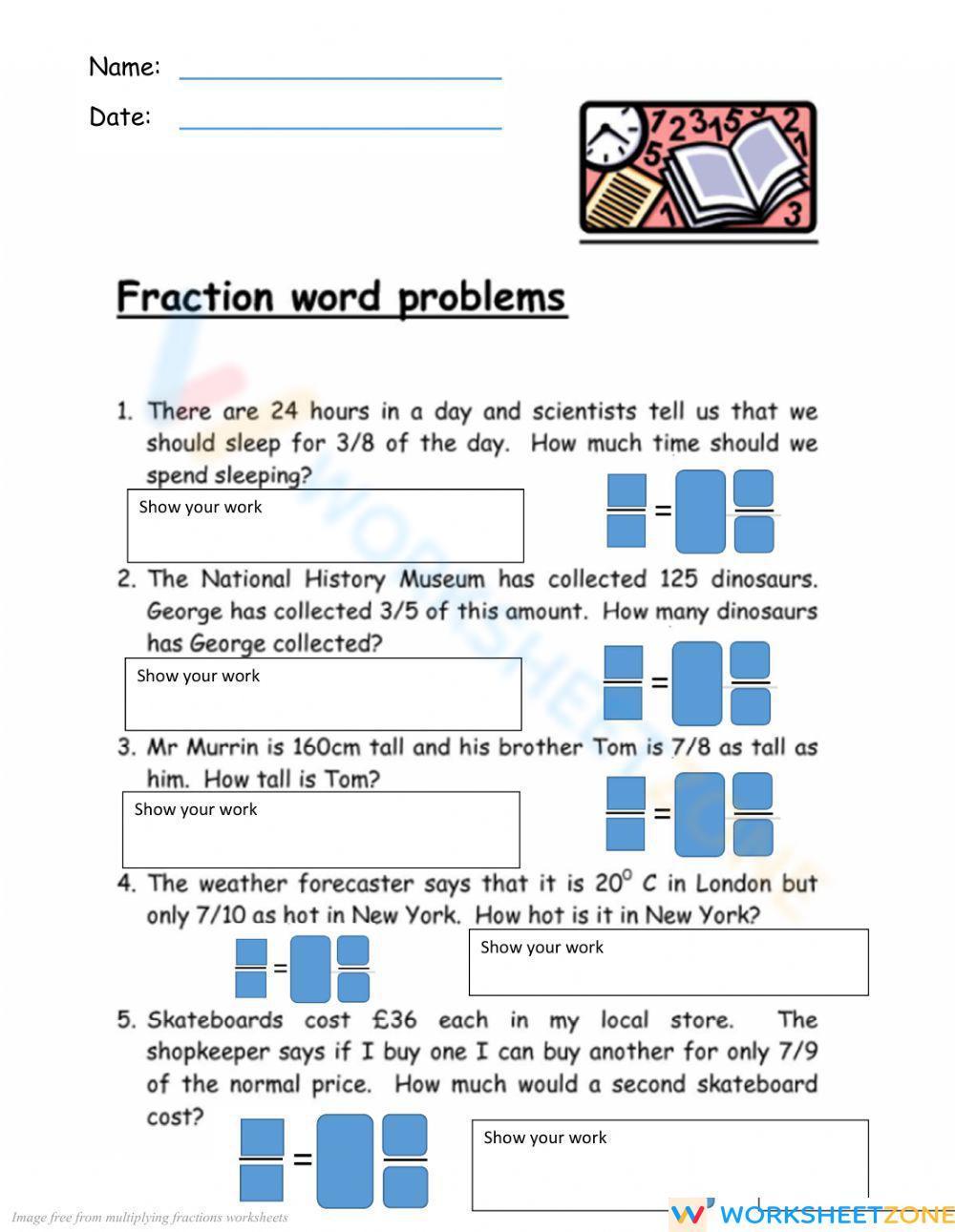 Examples Of Word Problems For Multiplying Fractions