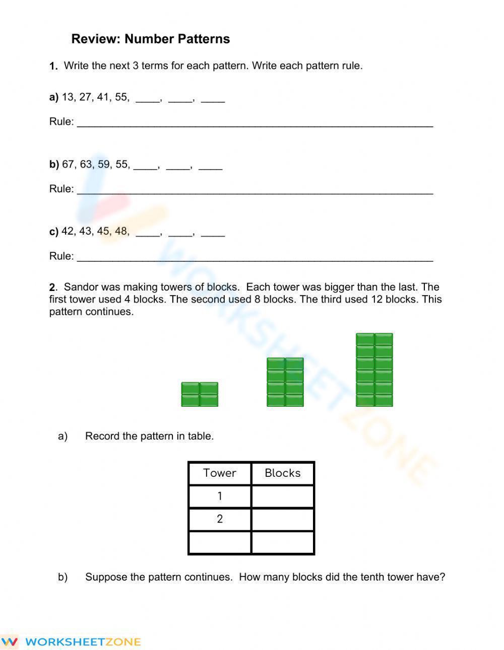 Pattern Quiz Worksheet