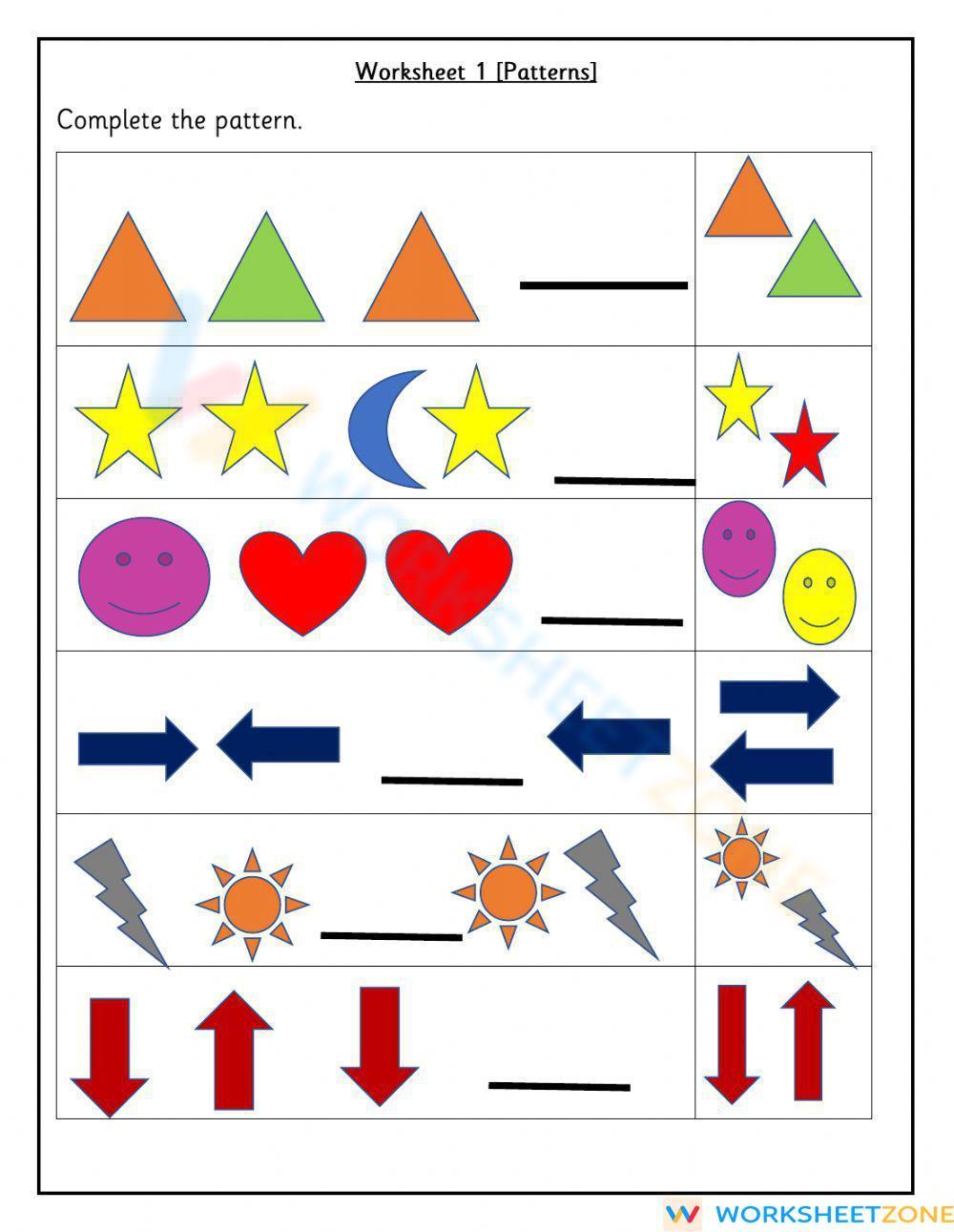 Patterns Worksheet patterns-worksheet