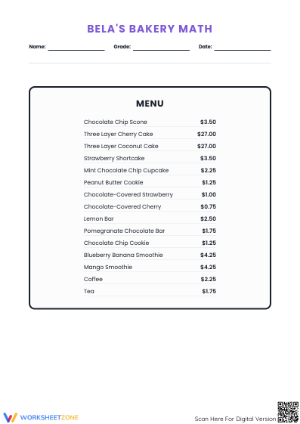 Essential Bakery Math Word Problems | Grade 6-8 Printable Worksheets
