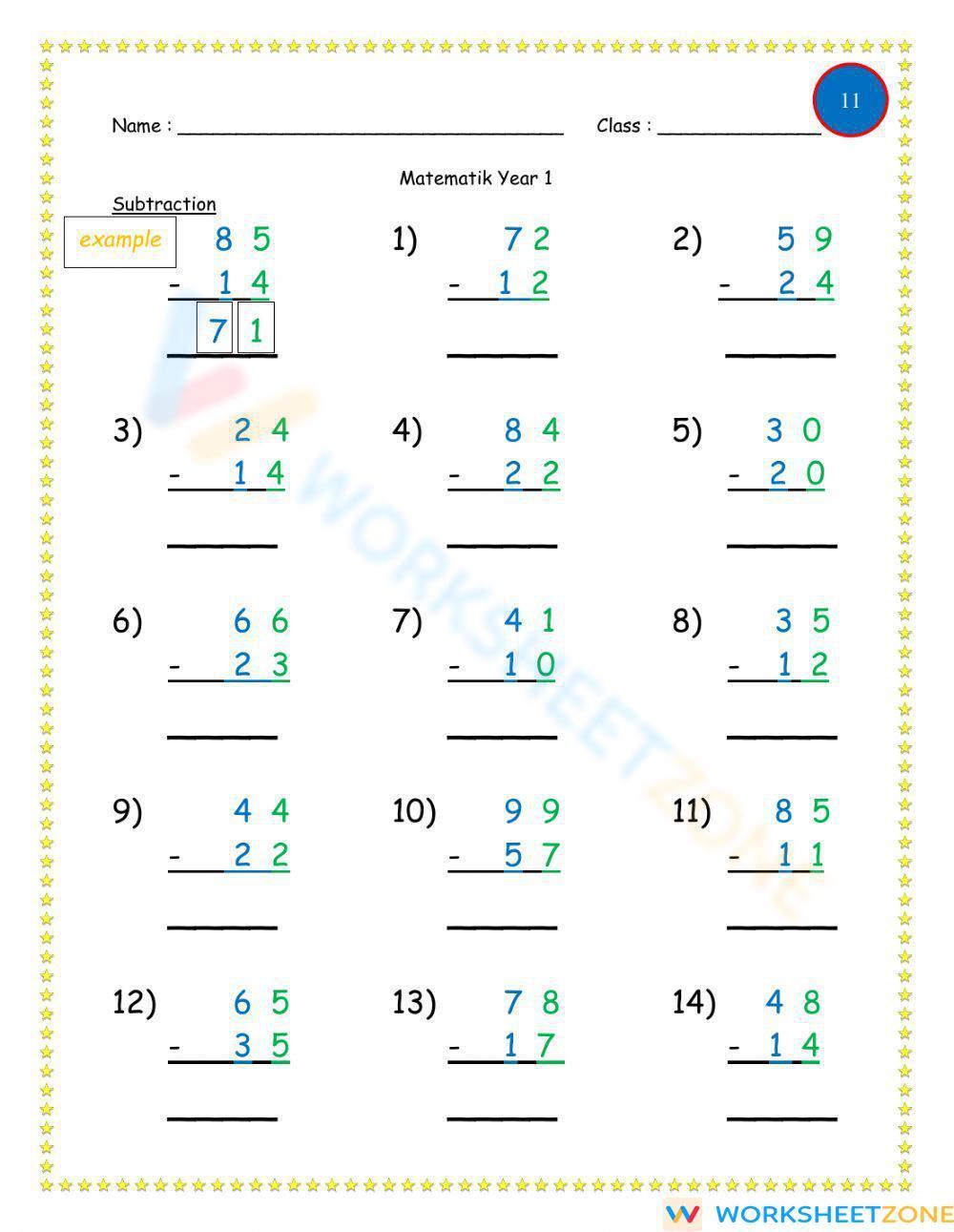 Subtraction Worksheet