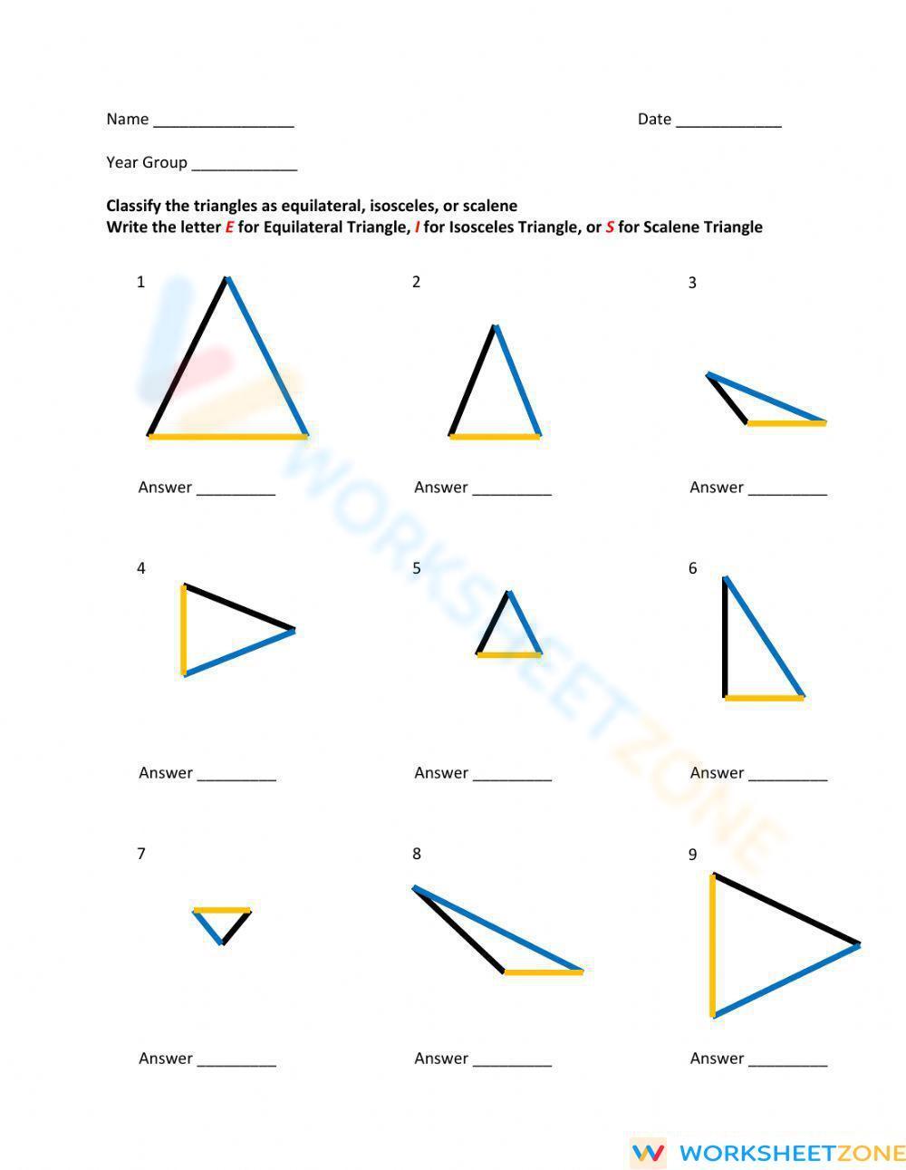 Classify Triangles By Their Sides Worksheet 9404