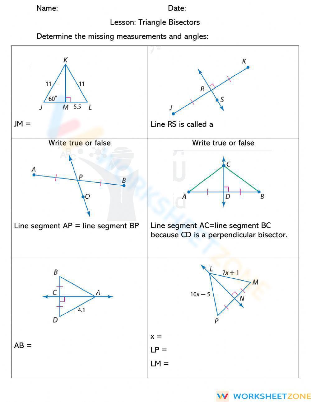 Triangle Bisector Worksheet 0056