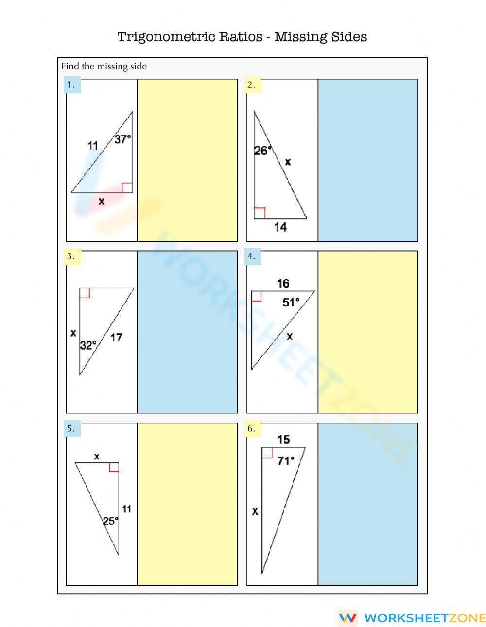 Trig Ratios Practice Sides Worksheet 4487