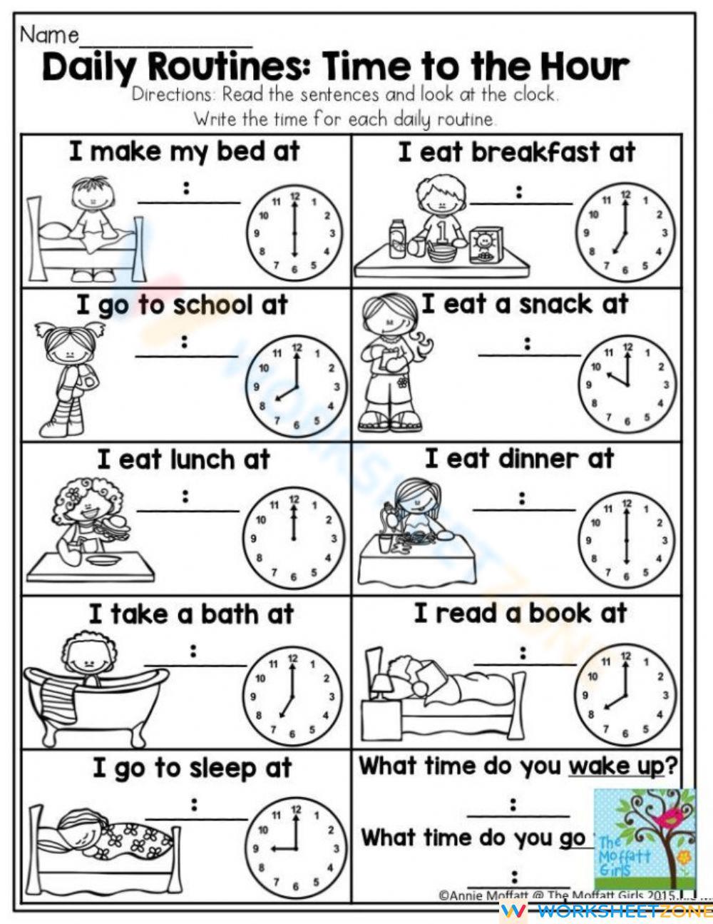 Daily Routines-clock Worksheet