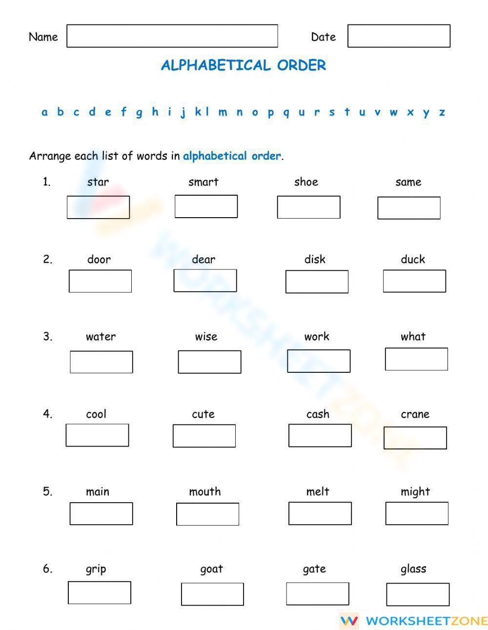 Fire Safety Interactive Worksheets Alphabetical Order