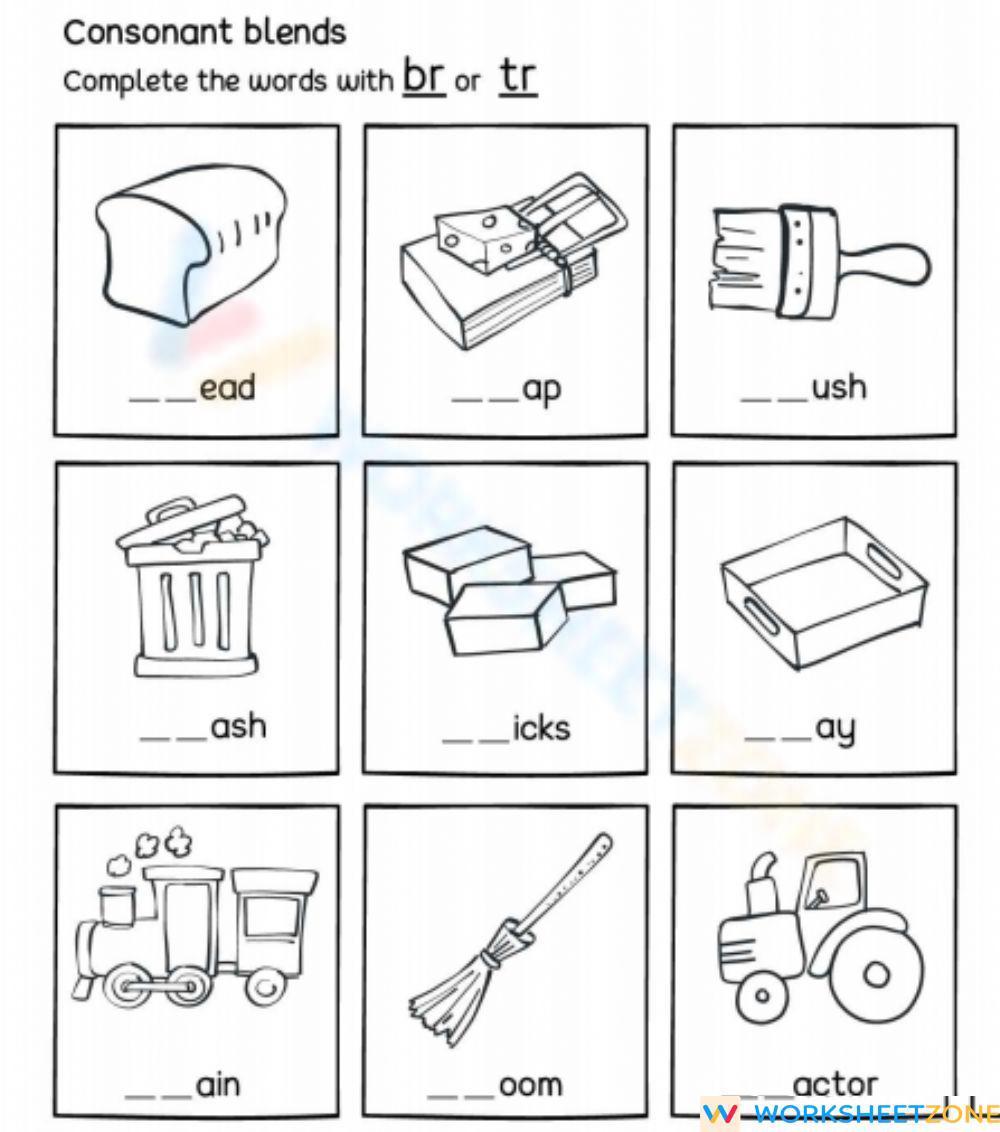 Br Or Tr R Consonant Blends Worksheet 