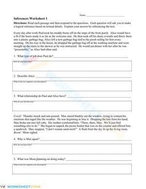 Printable Making Inferences Worksheet | Grade 5 ELA