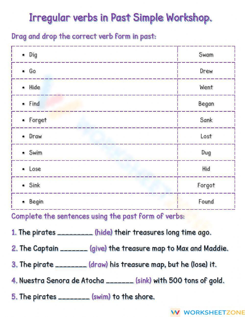 Irregular Verbs In Past Simple Worksheet