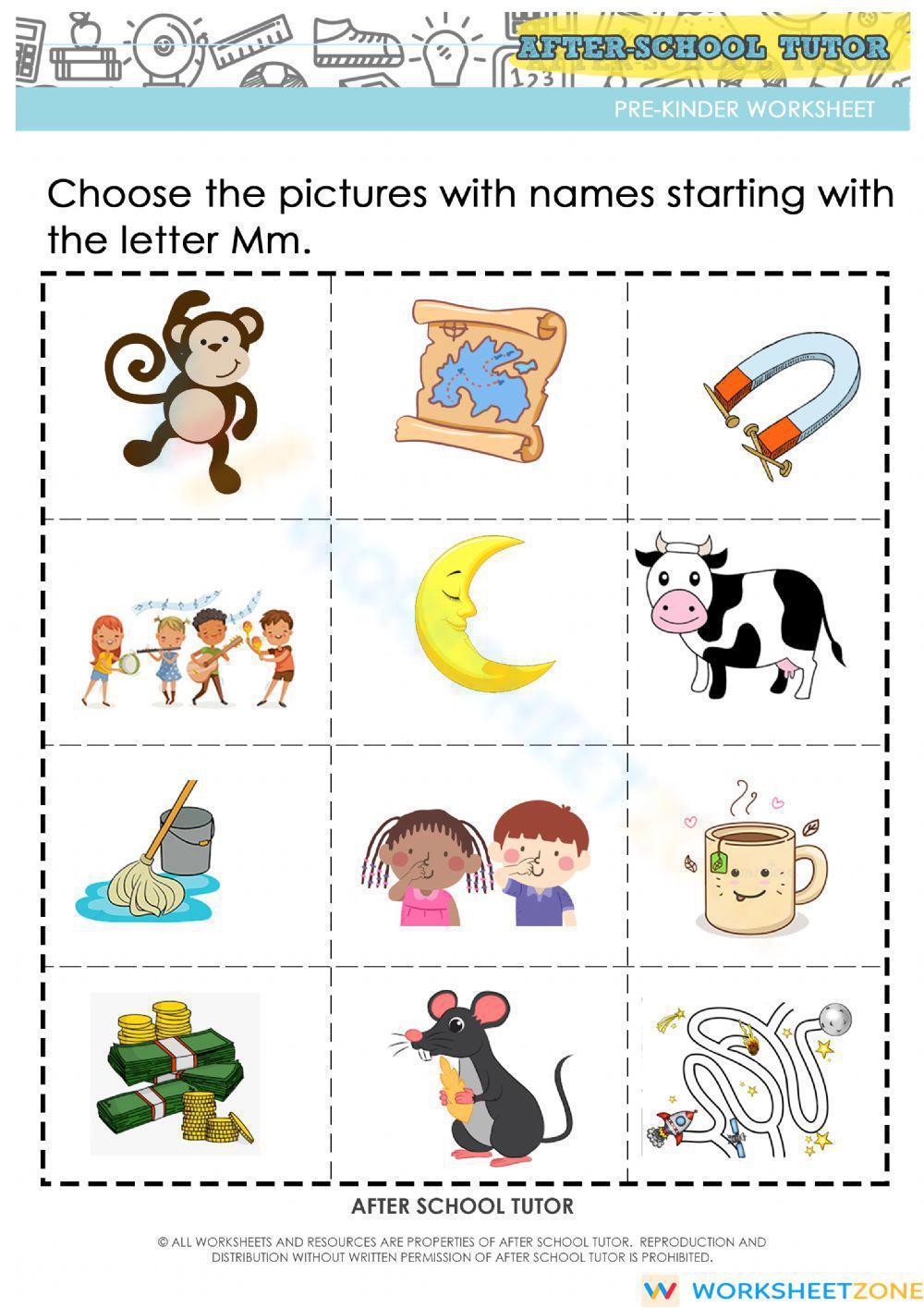 Recognizing Words That Begin With The Letter M Worksheet recognizing-words-that-begin-with-the-letter-m-worksheet