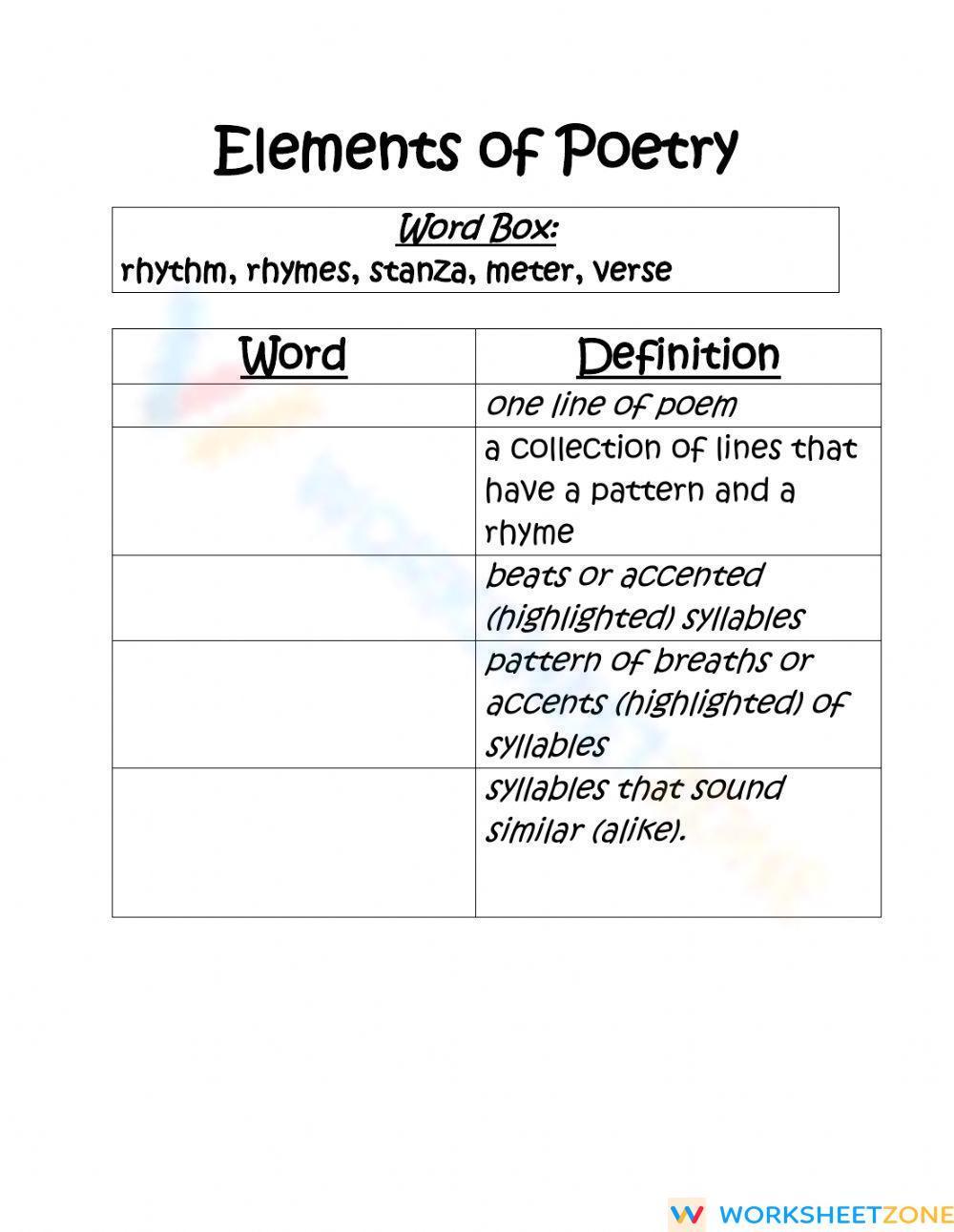 Elements Of Poetry Worksheet elements-of-poetry-worksheet