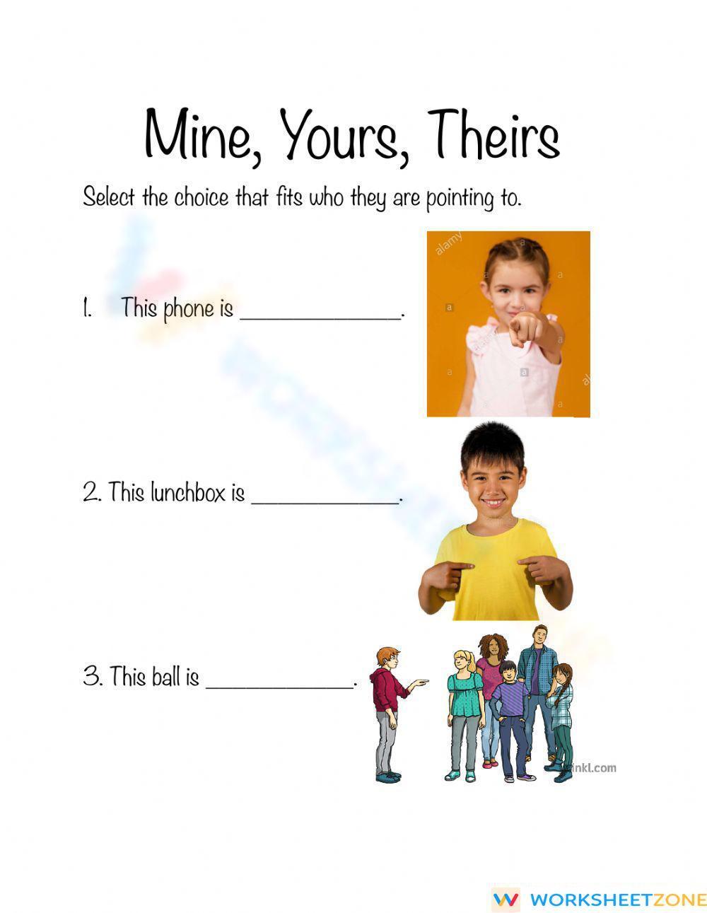 Yours, Mine, Theirs Worksheet