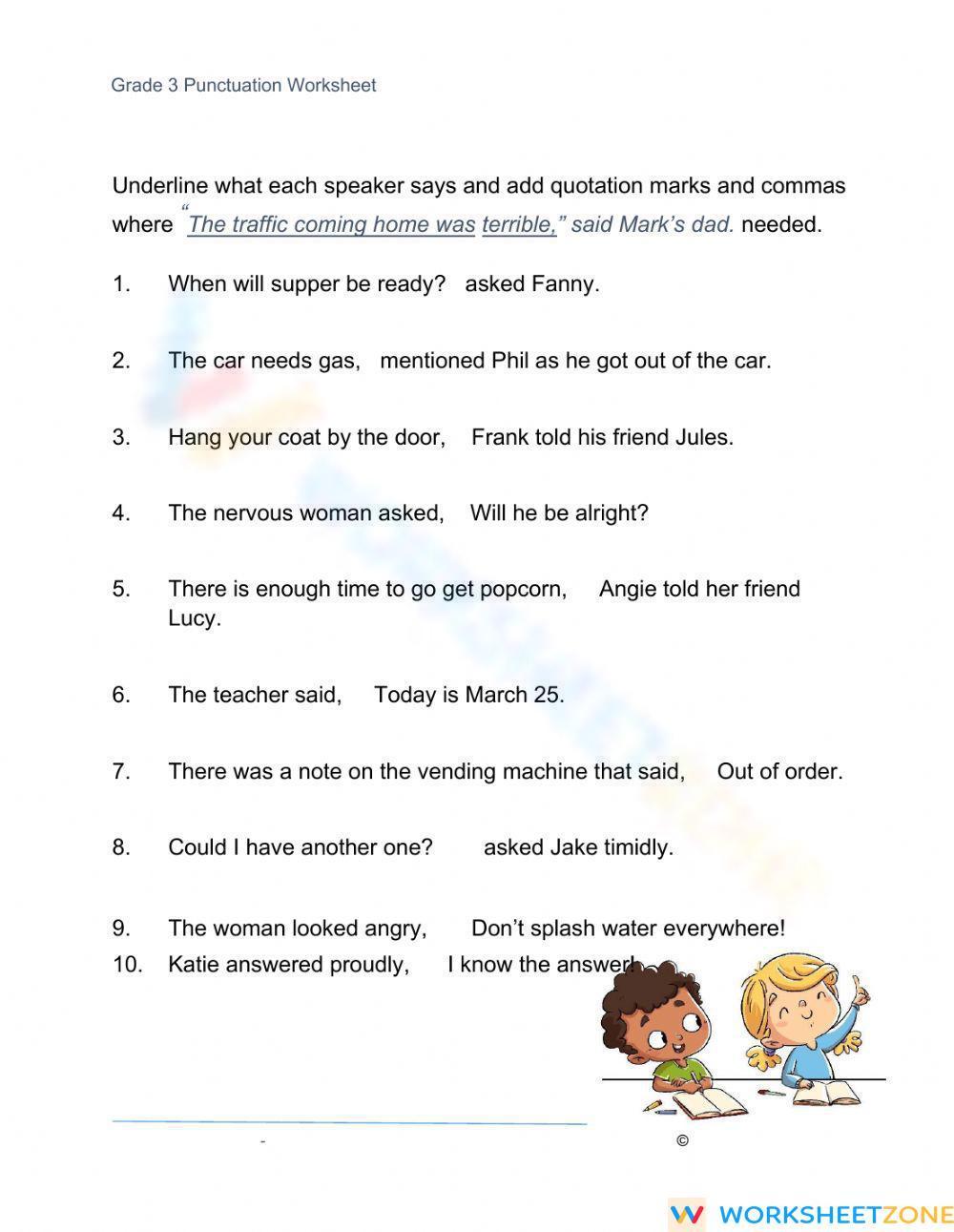 Quotation Marks Worksheet