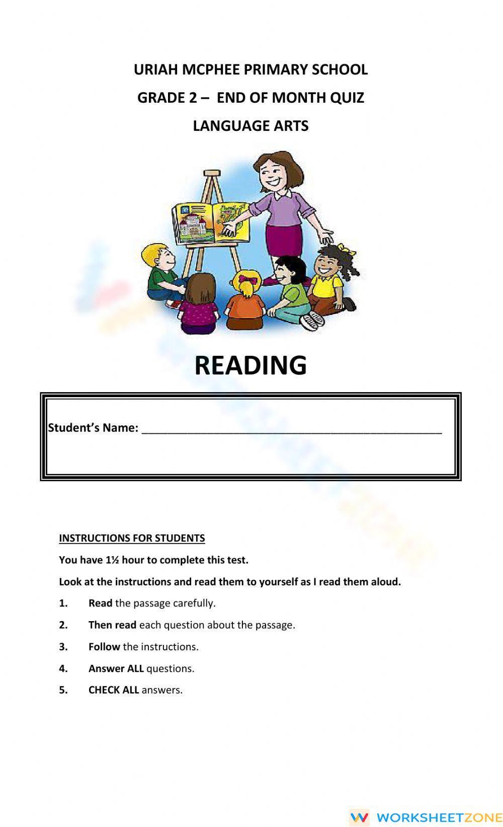 reading-end-of-month-quiz-worksheet