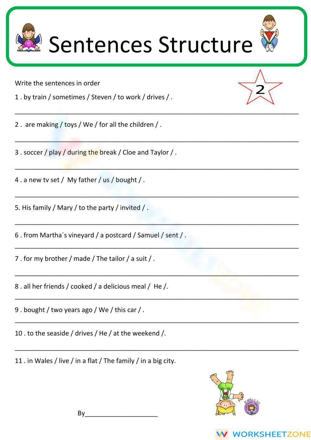 sentence-structure-worksheet