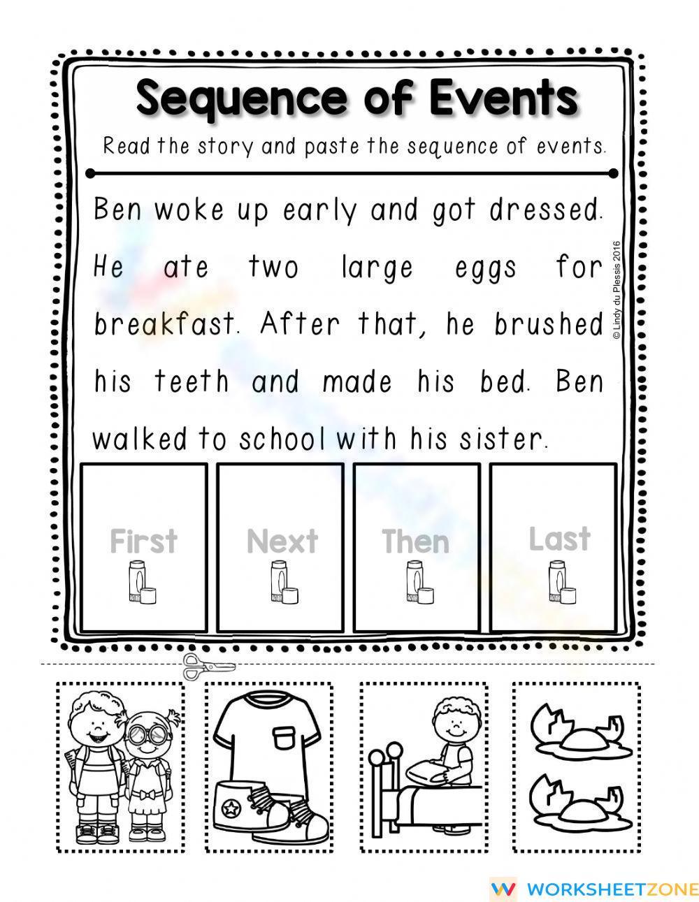 Reading and sequencing worksheets for kindergarten