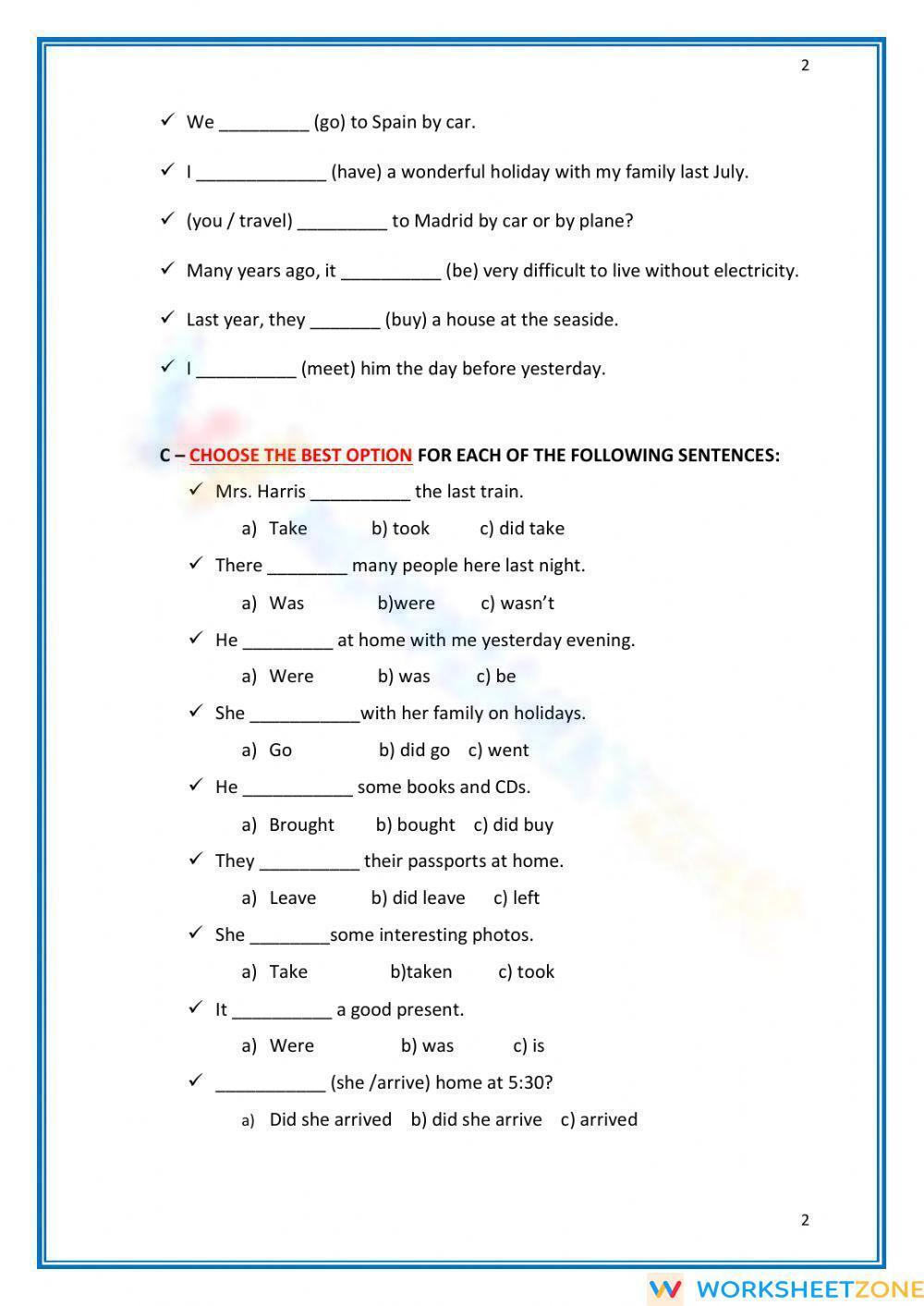 Simple Past Tense  Examples & Exercises