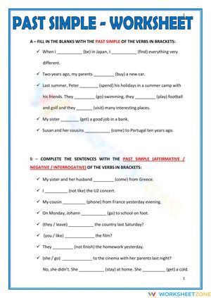 Simple Past Tense  Examples & Exercises