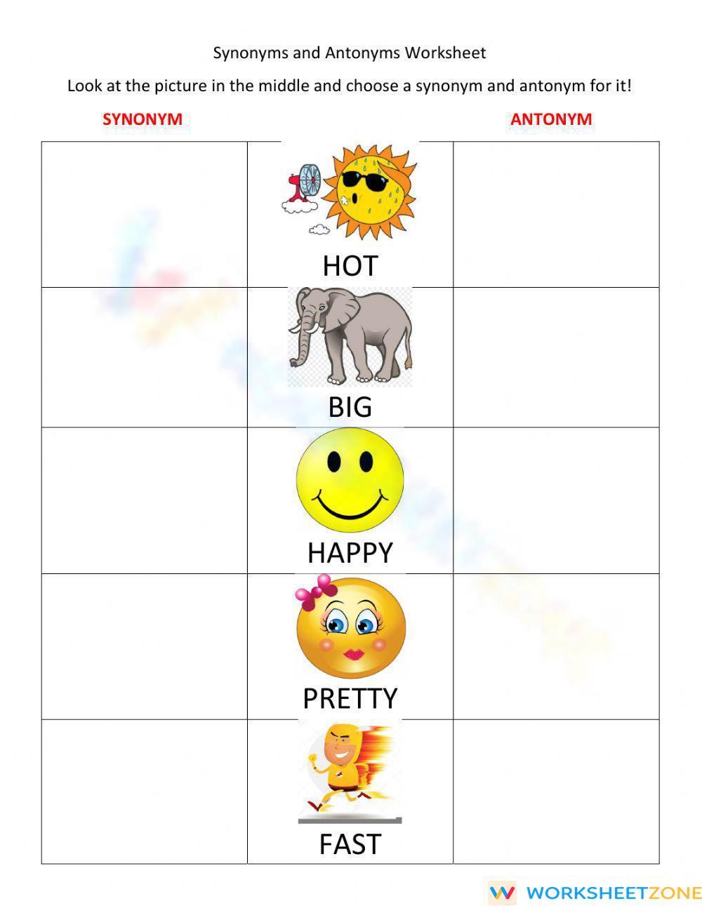 Synonym Check Worksheet for kids