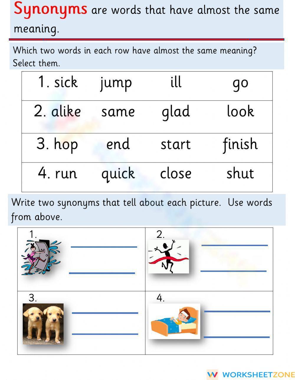 Synonym Worksheet 3