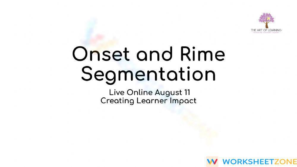 Onset rime and segmentation worksheet