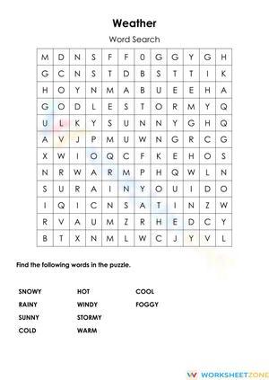 Weather Wordsearch