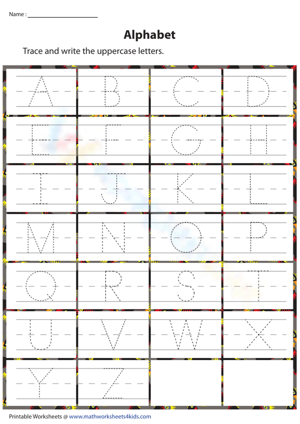 Tracing Uppercase Letters Worksheet