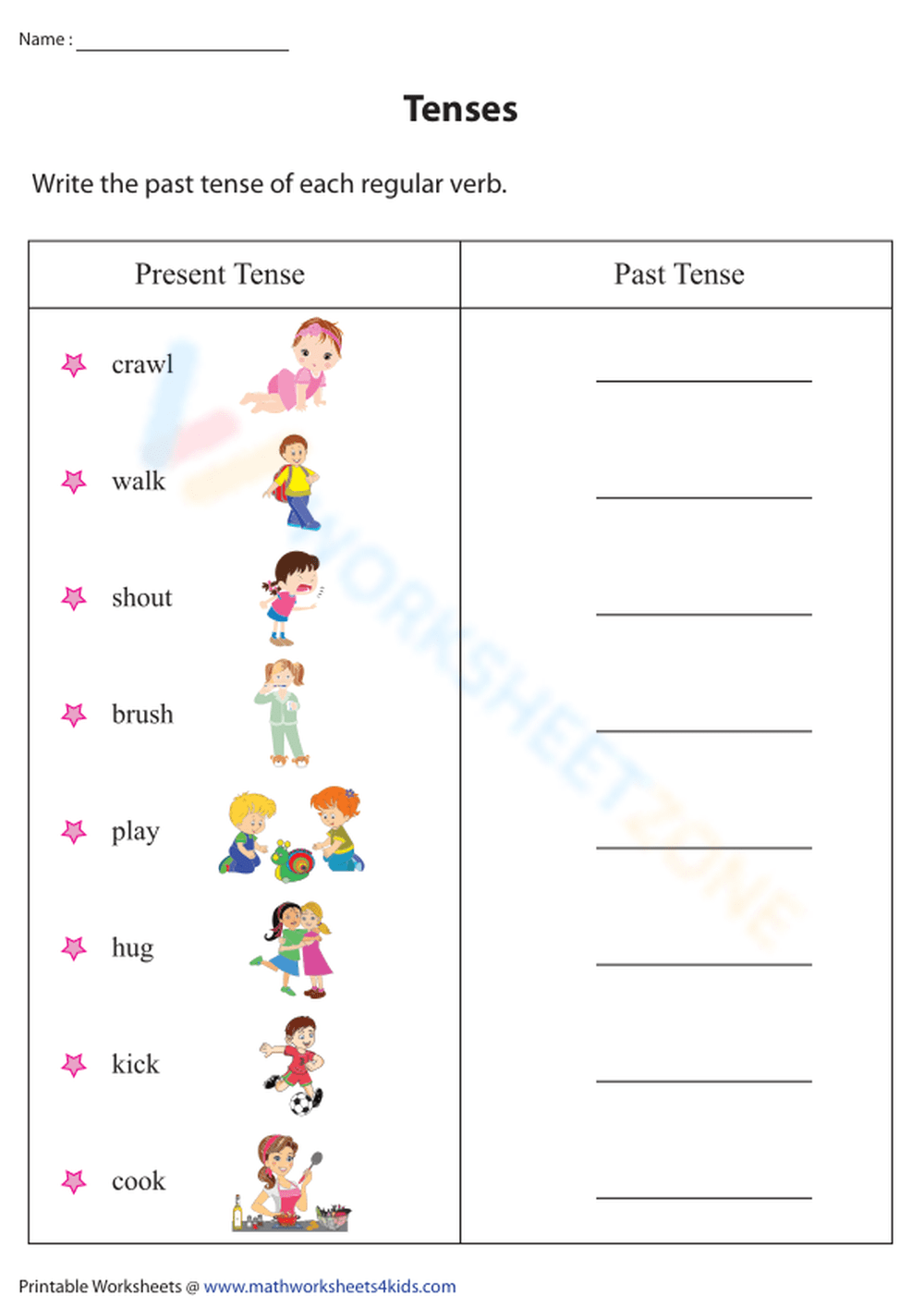 Writing Past Tense For Regular Verbs Worksheet 