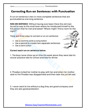 Correcting Run-On Sentences Worksheets