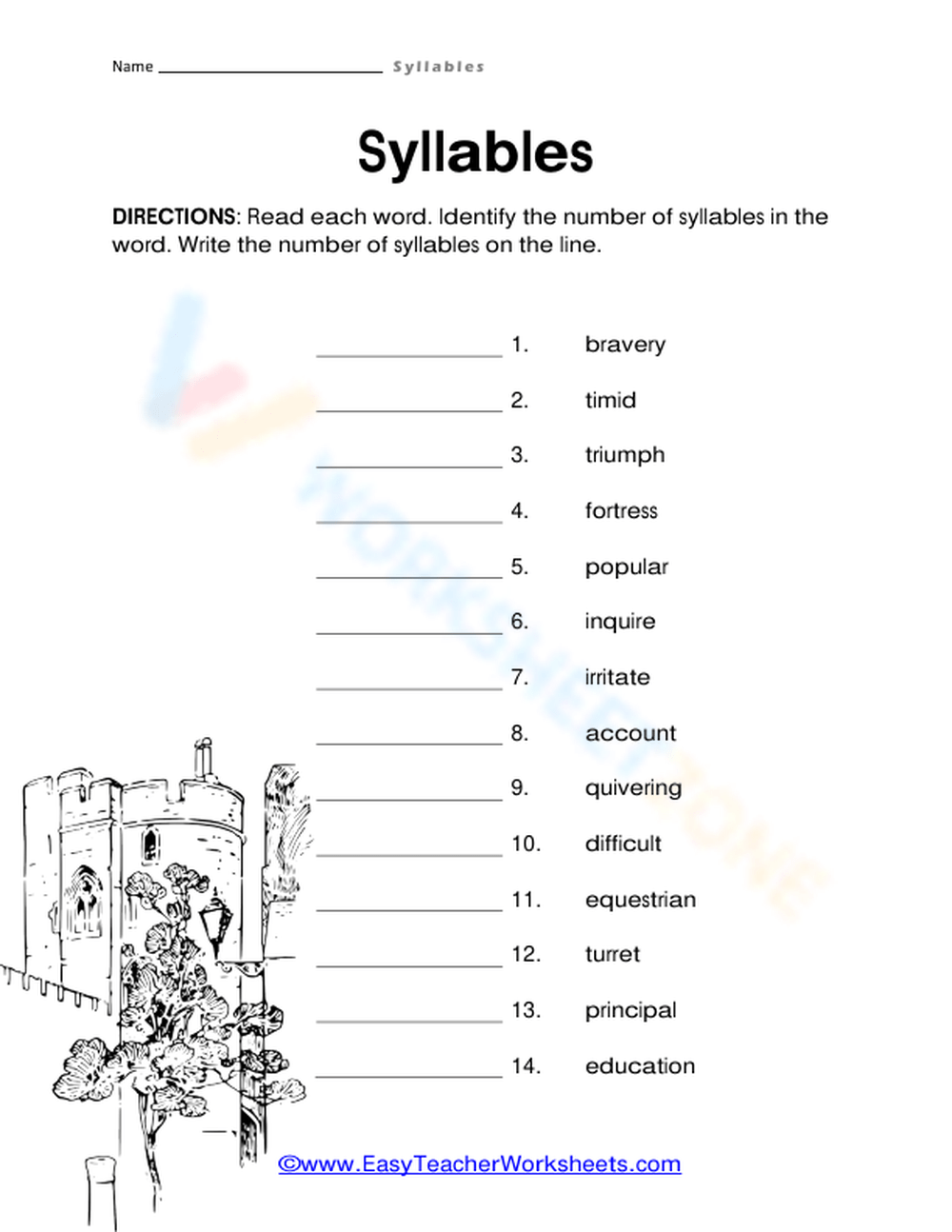 How Many Syllables Are There Worksheet 