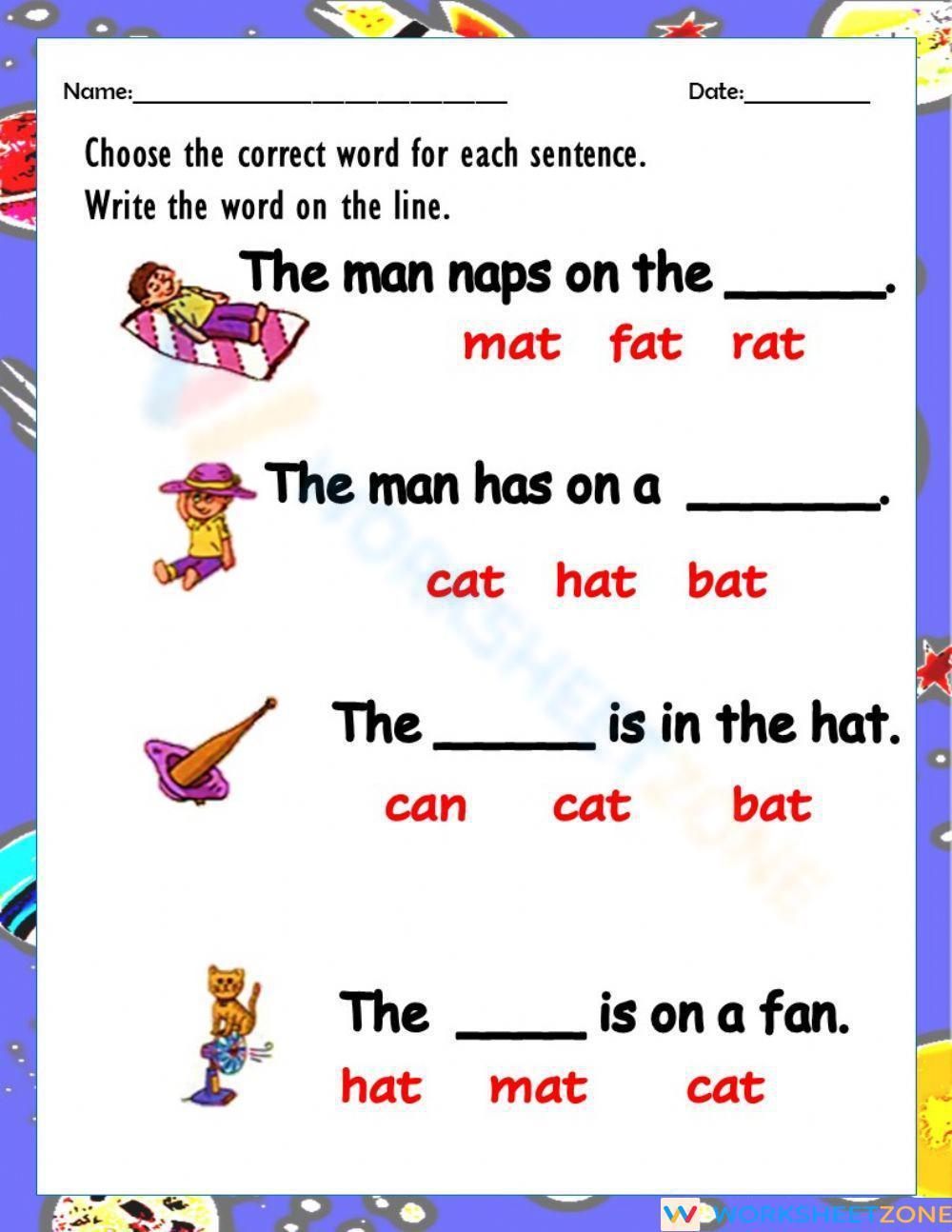 CVC Sentences Worksheet