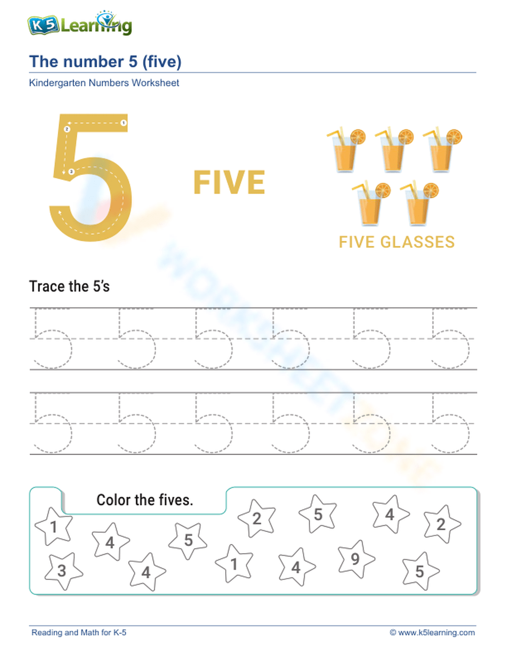 Number 5 - Learn to Count - Numbers from 1 to 10 - The Number 5