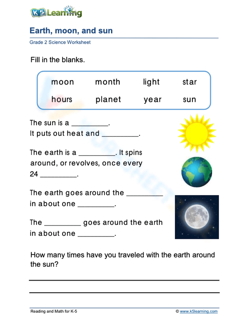 Day And Night Moon Sun And Earth Worksheet 9441