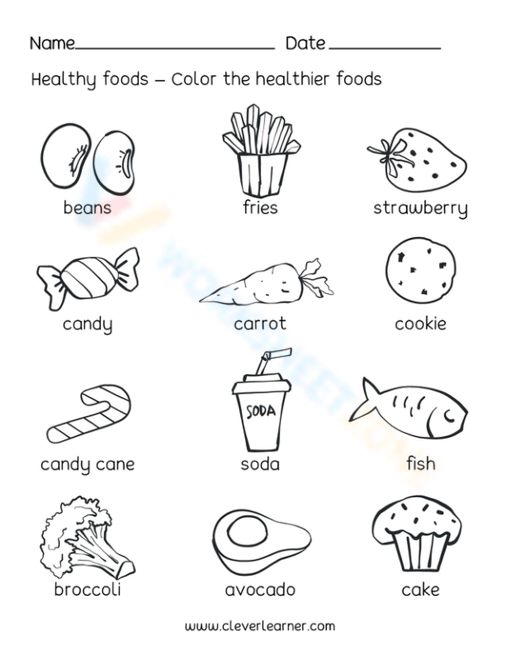 healthy vs unhealthy foods worksheet