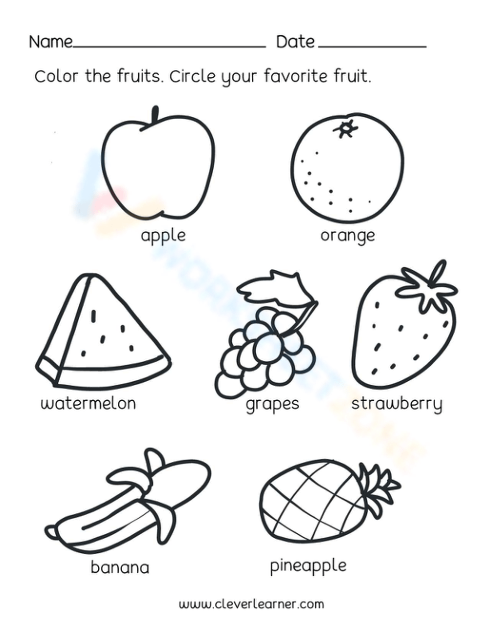 Your Favourite Fruit Worksheet