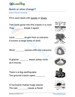 Essential Grade 2 Earth Science: Quick or Slow Changes Worksheets